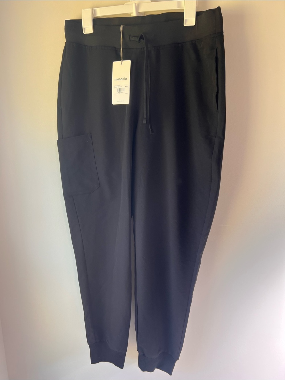 Mandala Scrubs High Waist Jogger Scrub Pants Black Womens L NWT